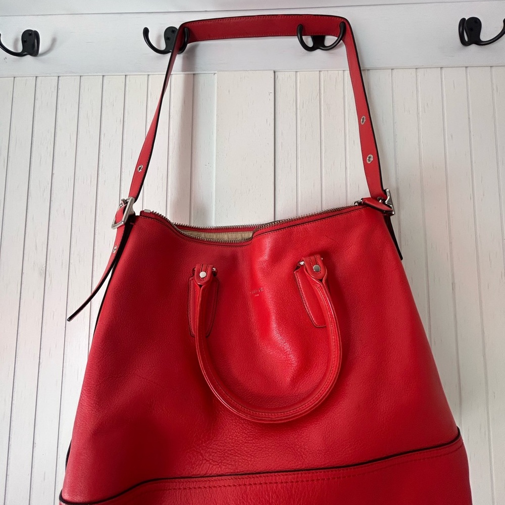 Red Leather Tote Bag